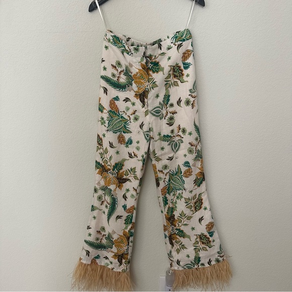 NWT ANTONIO MELANI x The Nat Note Larkin Paisley Feathered Cropped Linen Pants - Picture 8 of 14